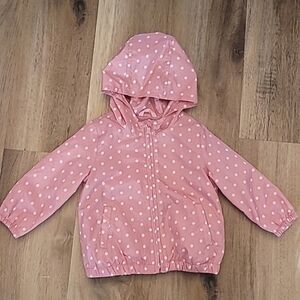 Baby Gap Pink Polka Dot Hooded Windbreaker Jacket 2T